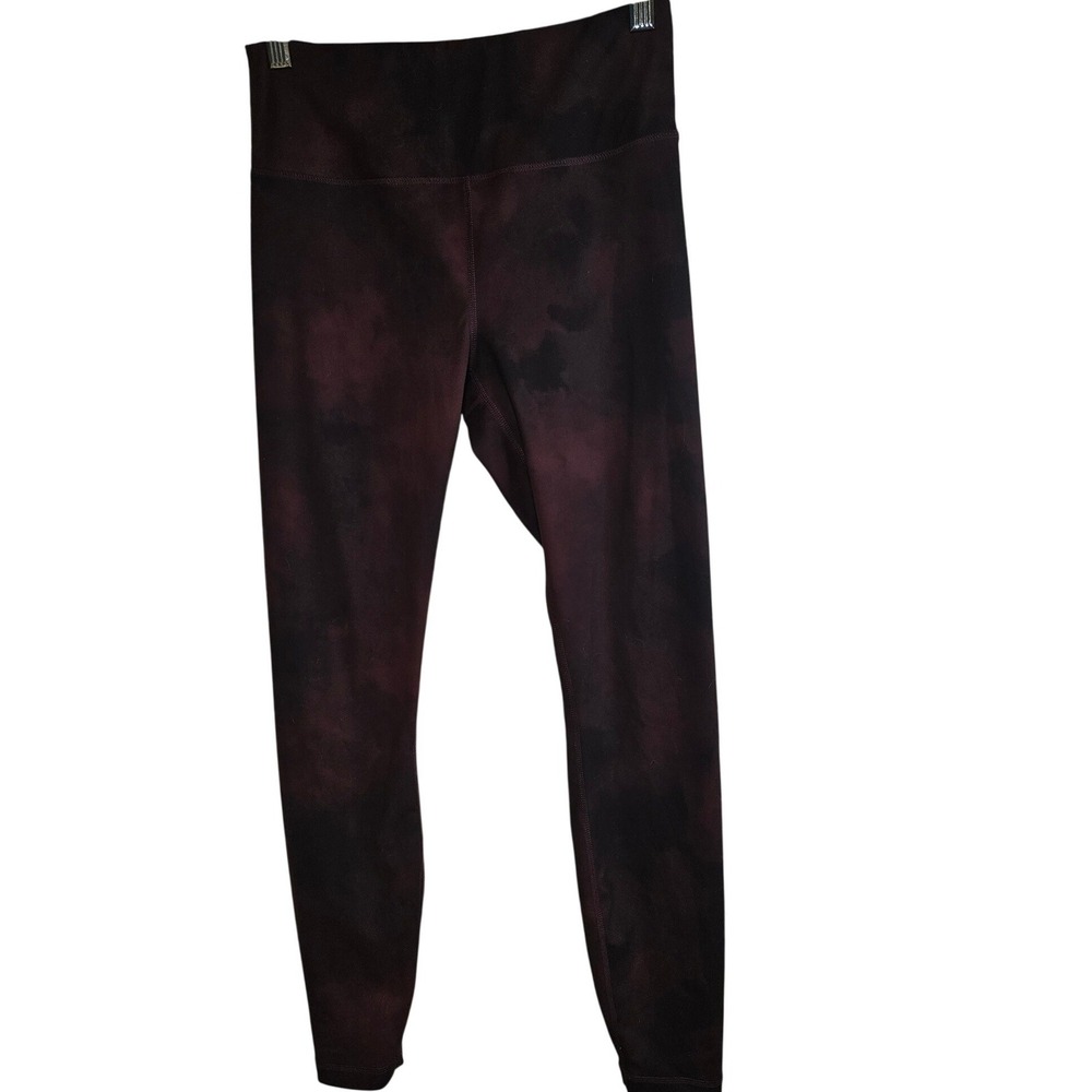 Lululemon High Rise Leggings Plum Burgundy Tie‎ Dye Cloud Wash Size 6 Activewear
